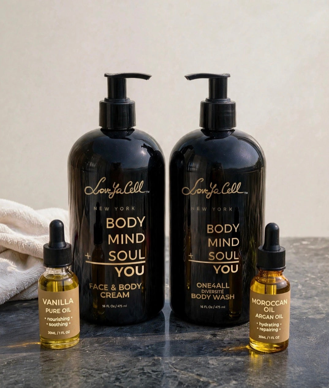 ONE4ALL DIVERSITE Vanilla & Maroccan Oil Set (body wash 16 oz & body lotion 16 oz)50$